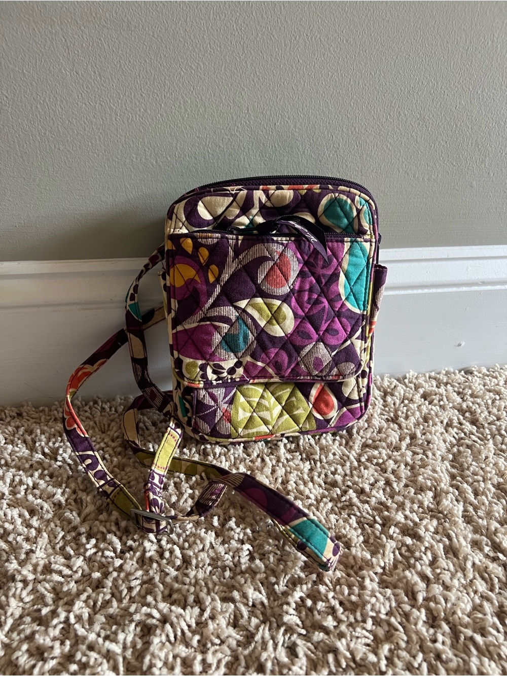 Vera Bradley Quilted Multicolor Crossbody Bag - Purple Pattern